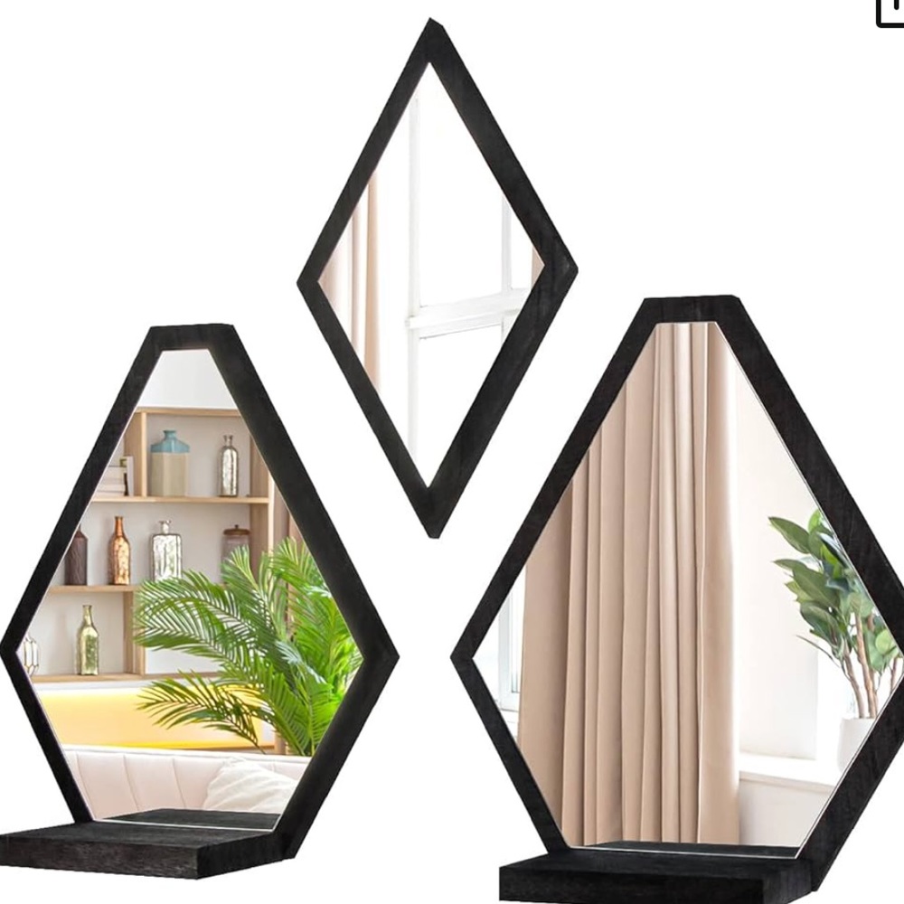 NIB NEW Jackcube design 3 piece black wooden mirror wall decor set Wayfair